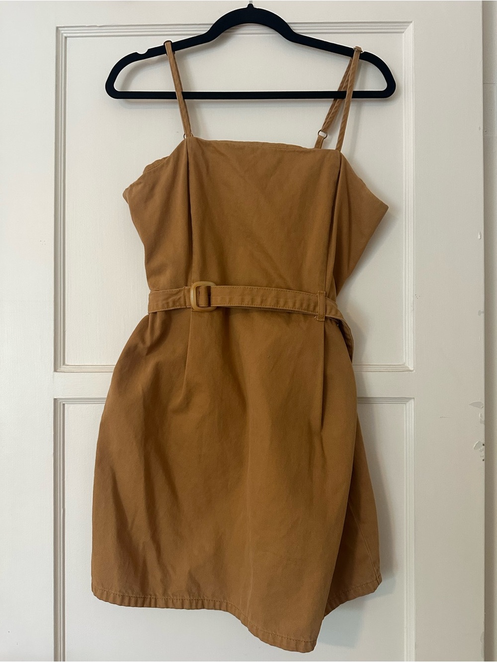ASOS Camel Spaghetti Strap Mini Dress with Belt